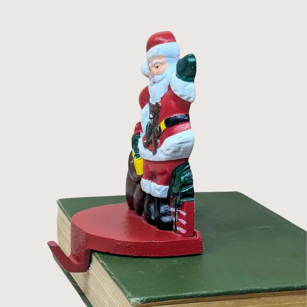 1990s Cast Iron Santa Claus Stocking Holder